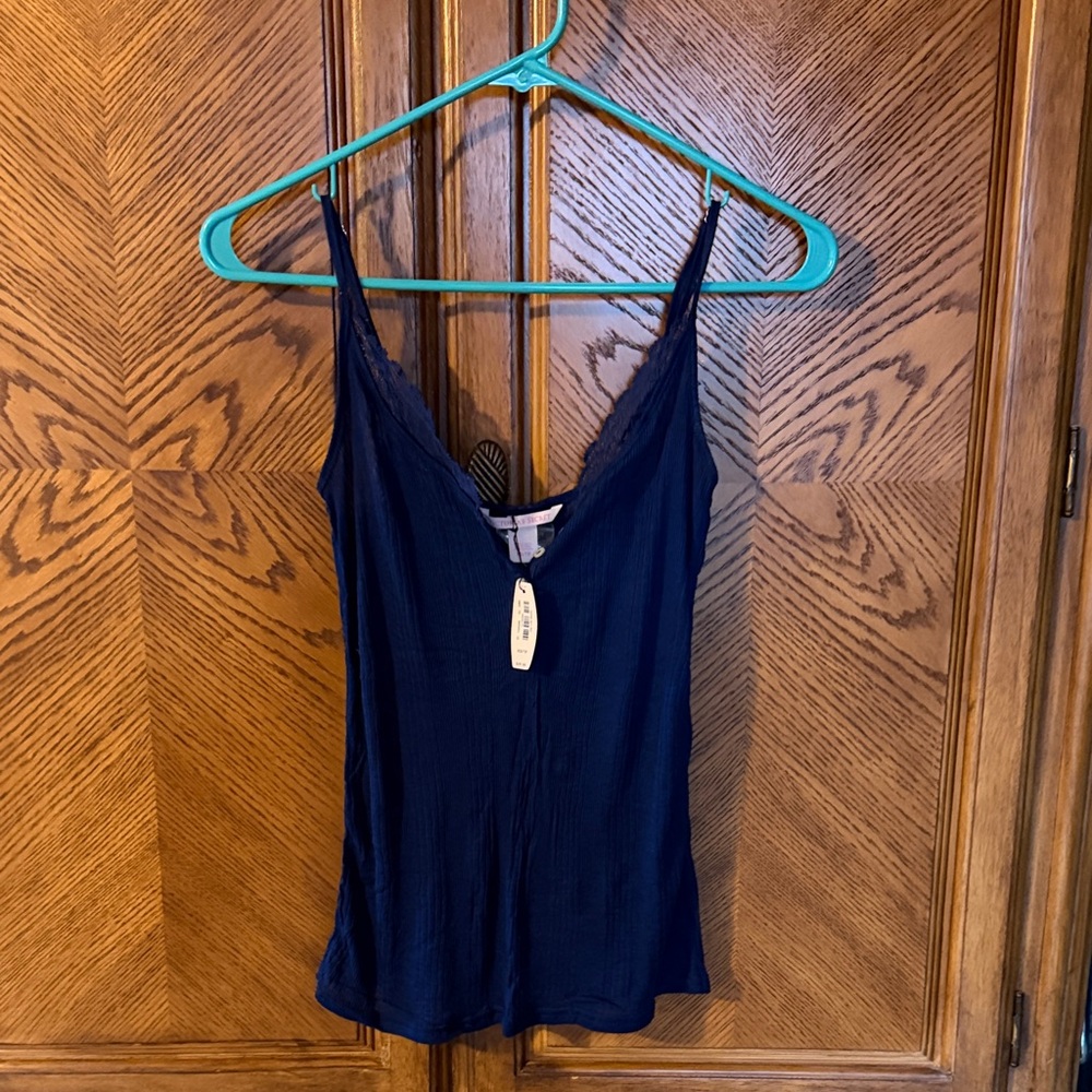 Victoria's Secret Navy Lace-Trim Camisole size XS. Semi sheer